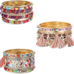 Bangle Stackable Bracelet Set For Women Layering Statement Bead Wrap Bangle Bohemian Indian Colorful Bracelet Fashion